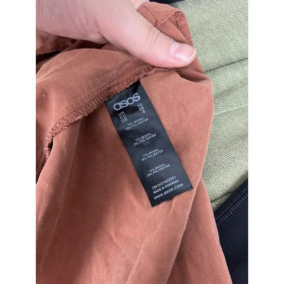 ASOS Burnt Orange Modal Blend Midi Aline Skirt Belted Size 6 Women’s - Picture 4 of 5